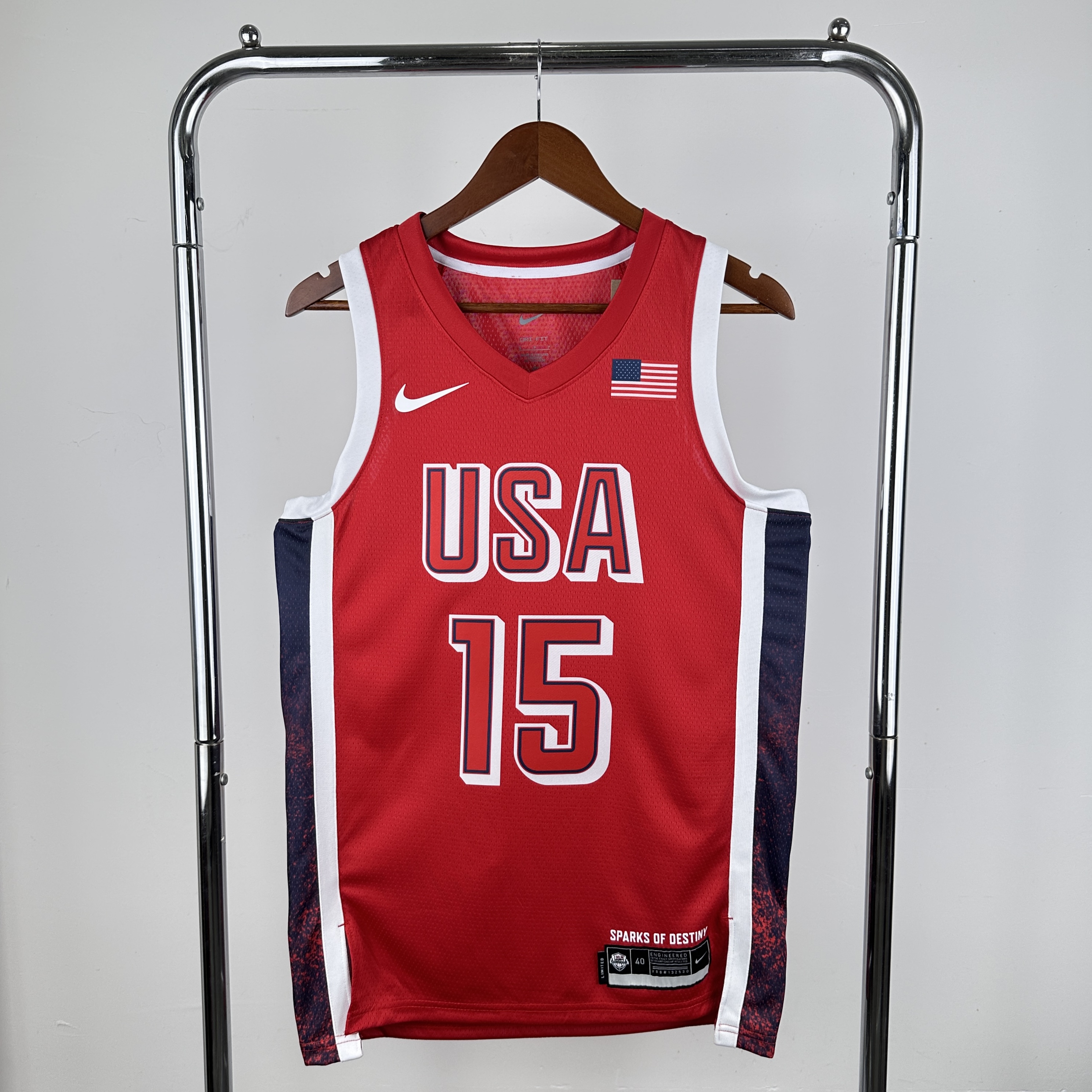 2024 Olympic USA #15 Booker Red Nike NBA Jersey